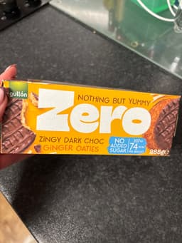 Evidence: Zero zingy dark choc ginger oaties